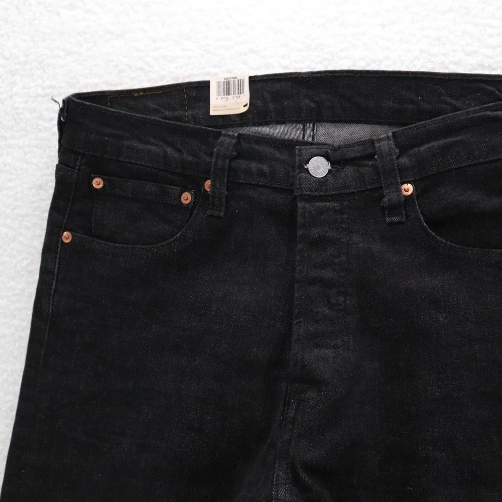 Levis 501 Jeans Men's 33x34 Black Original Straight Button Fly Denim Grunge New